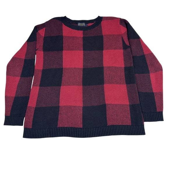 Pendleton Sweaters - Pendleton Crewneck Knit Sweater Womens XS Red Black Buffalo Plaid Check